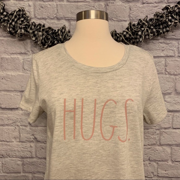 NWT Rae Dunn HUGS T-Shirt in Heather Oatmeal - Picture 2 of 11